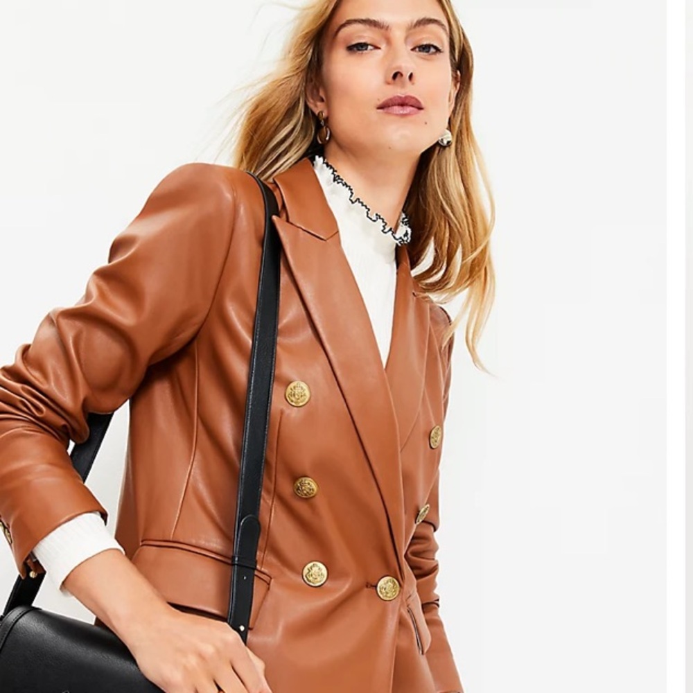 LOFT Women's Brown Double-Breasted Blazer